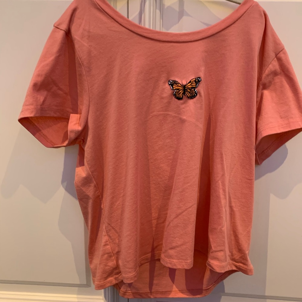 Pink butterfly tee